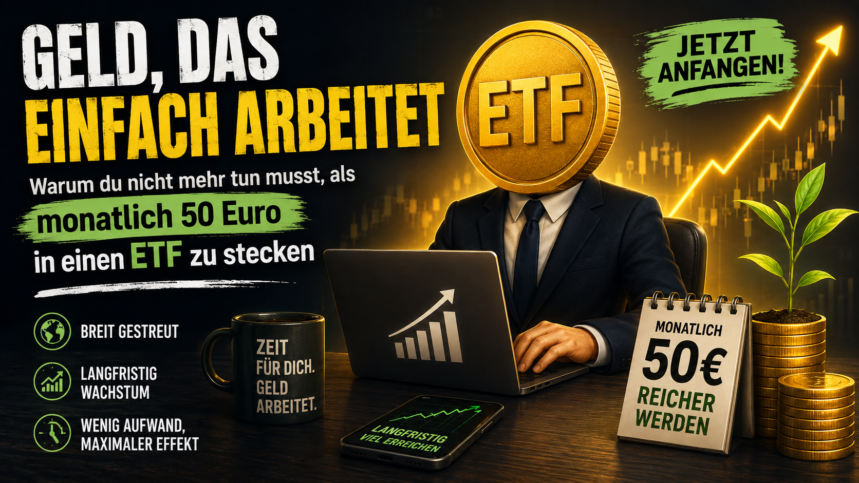 Geld, das einfach arbeitet: Warum du nicht mehr tun musst, als monatlich 50 Euro in einen ETF zu stecken